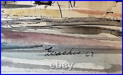 Vintage 1962 Mid-Century Original John Gerachis Watercolor P St Washington DC