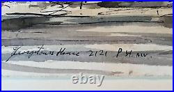 Vintage 1962 Mid-Century Original John Gerachis Watercolor P St Washington DC