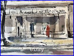 Vintage 1962 Mid-Century Original John Gerachis Watercolor P St Washington DC