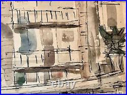 Vintage 1962 Mid-Century Original John Gerachis Watercolor P St Washington DC