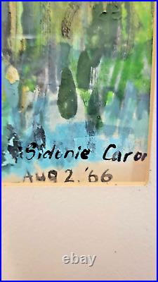 Vintage 1966 Abstract Impressionist Watercolor Painting by Sidonie Caron, Signed