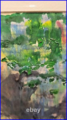 Vintage 1966 Abstract Impressionist Watercolor Painting by Sidonie Caron, Signed