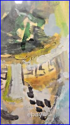 Vintage 1966 Abstract Impressionist Watercolor Painting by Sidonie Caron, Signed
