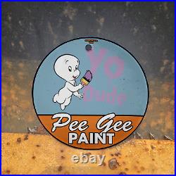 Vintage 1969 Pee Gee Paint Casper Porcelain Gas Oil 4.5 Sign