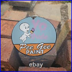 Vintage 1969 Pee Gee Paint Casper Porcelain Gas Oil 4.5 Sign