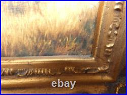 Vintage 1970 oil panel wild horses field painting signed