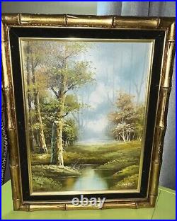 Vintage 1970's R. Schiller Landscape Still Life Oil Painting Framed EUC Signed