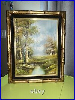 Vintage 1970's R. Schiller Landscape Still Life Oil Painting Framed EUC Signed