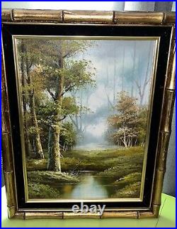 Vintage 1970's R. Schiller Landscape Still Life Oil Painting Framed EUC Signed