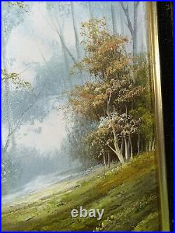 Vintage 1970's R. Schiller Landscape Still Life Oil Painting Framed EUC Signed