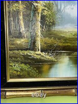 Vintage 1970's R. Schiller Landscape Still Life Oil Painting Framed EUC Signed