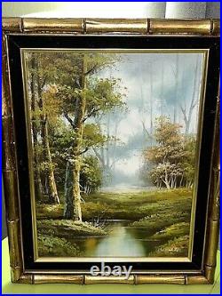 Vintage 1970's R. Schiller Landscape Still Life Oil Painting Framed EUC Signed