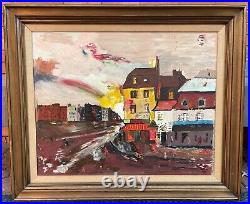 Vintage 1970s Abstract Landscape Oil Painting Mid Century Modern Signed Roggy