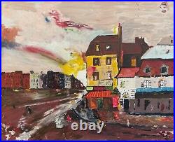 Vintage 1970s Abstract Landscape Oil Painting Mid Century Modern Signed Roggy