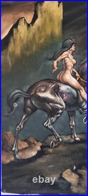 Vintage 1970s Velvet Original Painting Frank Frazetta Inspired Thongor Signed