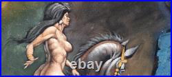 Vintage 1970s Velvet Original Painting Frank Frazetta Inspired Thongor Signed