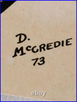 Vintage 1973 MCM Abstract Geometric Original Drawing Painting Signed D. McCredie