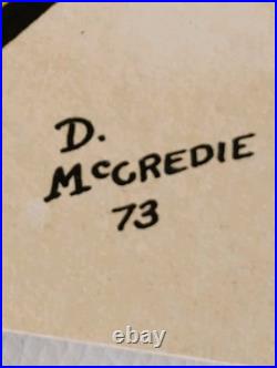 Vintage 1973 MCM Abstract Geometric Original Drawing Painting Signed D. McCredie