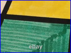 Vintage 1973 MCM Abstract Geometric Original Drawing Painting Signed D. McCredie