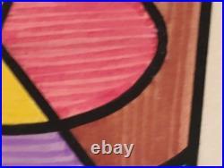Vintage 1973 MCM Abstract Geometric Original Drawing Painting Signed D. McCredie