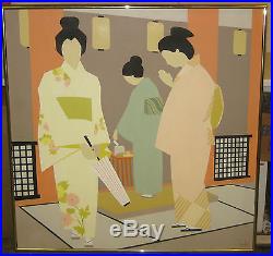 Vintage 1978 Lubi Brugnoni Florida School Geometric Modern Geisha Oil Painting