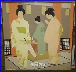 Vintage 1978 Lubi Brugnoni Florida School Geometric Modern Geisha Oil Painting