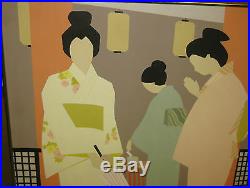 Vintage 1978 Lubi Brugnoni Florida School Geometric Modern Geisha Oil Painting