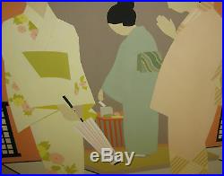 Vintage 1978 Lubi Brugnoni Florida School Geometric Modern Geisha Oil Painting