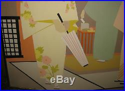 Vintage 1978 Lubi Brugnoni Florida School Geometric Modern Geisha Oil Painting