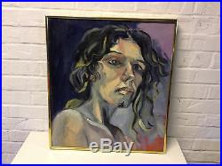 Vintage 1979 Ann Walsh Torrini Signed Oil on Canvas Portrait Painting of Woman