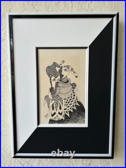 Vintage 1982 GUNTHER TEMECH ORIGINAL Black Pen Ink PAINTING UNTITLED Signed L@@K
