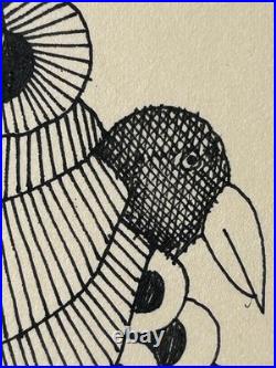 Vintage 1982 GUNTHER TEMECH ORIGINAL Black Pen Ink PAINTING UNTITLED Signed L@@K