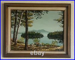 Vintage 1985 Floyd B Keim Signed Acrylic Landscape Painting Framed Artwork