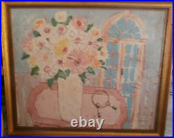 Vintage 1986 Expressionist Floral Still Life In Excellent Condition, Signed