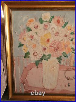 Vintage 1986 Expressionist Floral Still Life In Excellent Condition, Signed