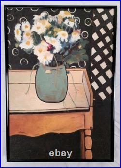 Vintage 1987 Floral Still Life Oil Painting on Canvas 14×20 Signed Original Art