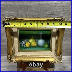 Vintage 2 Signed MARIAN Still Life Fruit Home Decor Oil Paintings Gold Frames