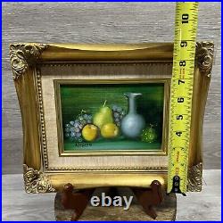 Vintage 2 Signed MARIAN Still Life Fruit Home Decor Oil Paintings Gold Frames