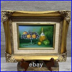 Vintage 2 Signed MARIAN Still Life Fruit Home Decor Oil Paintings Gold Frames