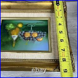 Vintage 2 Signed MARIAN Still Life Fruit Home Decor Oil Paintings Gold Frames