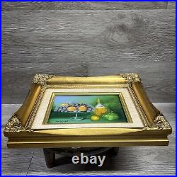 Vintage 2 Signed MARIAN Still Life Fruit Home Decor Oil Paintings Gold Frames