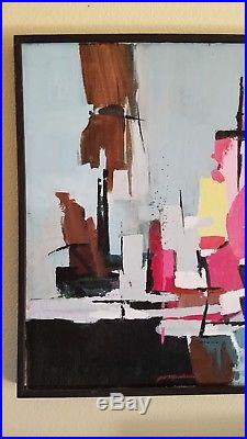 Vintage 30 Abstract Modernist Expressionism Painting Signed Mid Century Style