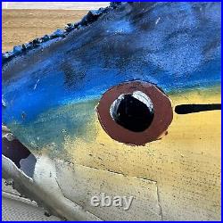 Vintage 3FT Trade Sign Rustic Hand Painted Metal Blue Fin Tuna Fish Sculpture 3D