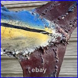 Vintage 3FT Trade Sign Rustic Hand Painted Metal Blue Fin Tuna Fish Sculpture 3D