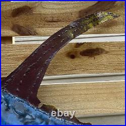 Vintage 3FT Trade Sign Rustic Hand Painted Metal Blue Fin Tuna Fish Sculpture 3D