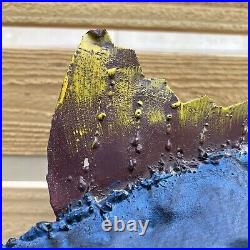 Vintage 3FT Trade Sign Rustic Hand Painted Metal Blue Fin Tuna Fish Sculpture 3D
