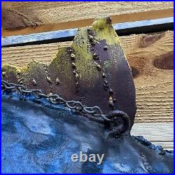 Vintage 3FT Trade Sign Rustic Hand Painted Metal Blue Fin Tuna Fish Sculpture 3D