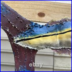 Vintage 3FT Trade Sign Rustic Hand Painted Metal Blue Fin Tuna Fish Sculpture 3D