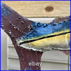 Vintage 3FT Trade Sign Rustic Hand Painted Metal Blue Fin Tuna Fish Sculpture 3D