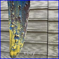 Vintage 3FT Trade Sign Rustic Hand Painted Metal Blue Fin Tuna Fish Sculpture 3D